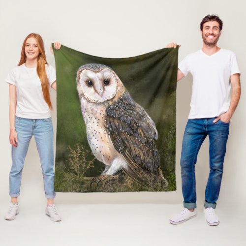 Western Barn Owl Fleece Blanket