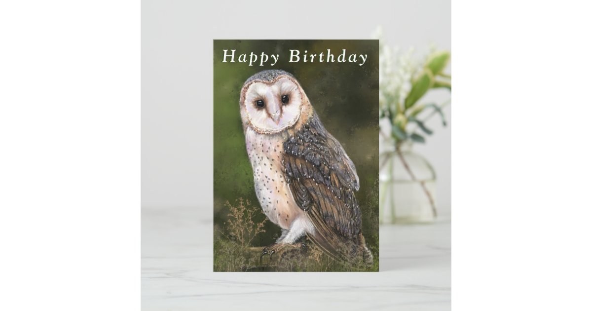 Western Barn Owl Happy Birthday Card | Zazzle