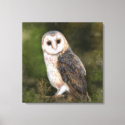 Western Barn Owl - Migned Watercolor Painting Art  Canvas Print