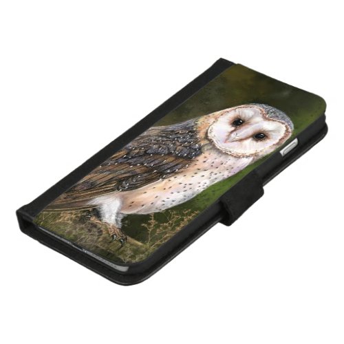 Western Barn Owl _ Migned Watercolor Painting Art  iPhone 87 Plus Wallet Case