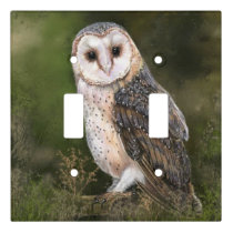 Western Barn Owl - Migned Watercolor Painting Art  Light Switch Cover