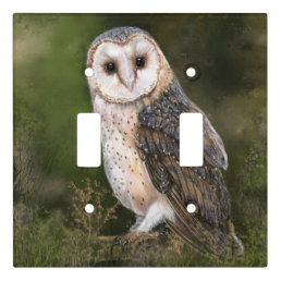 Western Barn Owl - Migned Watercolor Painting Art  Light Switch Cover