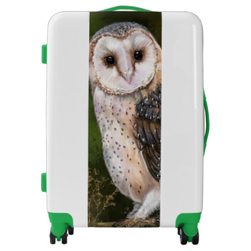 Western Barn Owl _ Migned Watercolor Painting Art  Luggage