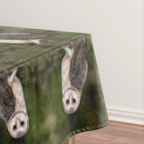 Western Barn Owl _ Migned Watercolor Painting Art  Tablecloth