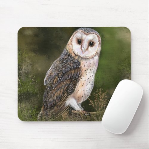 Western Barn Owl Mouse Pad _ Painting