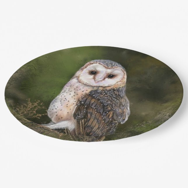 Western Barn Owl Paper Plates (Angled)