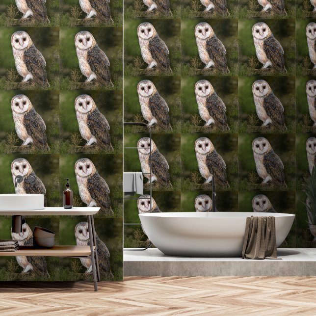 Western Barn Owl Wallpaper (Bathroom)