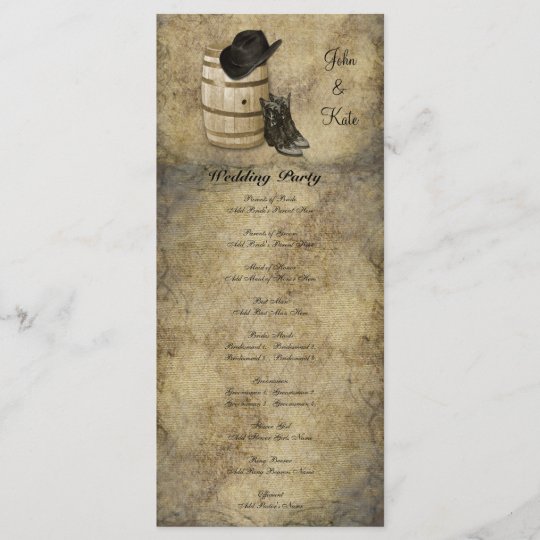 Western Barrel And Boots Wedding Program Zazzle Com