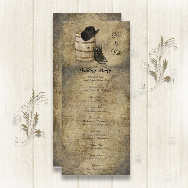 Western Barrel and Boots Wedding Program (Creator Uploaded)