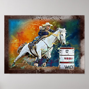 Western Barrel Racing Cowgirl Decoupage Print
