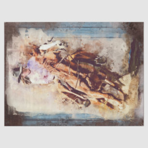 Western Barrel Racing Cowgirl Decoupage Tissue Paper