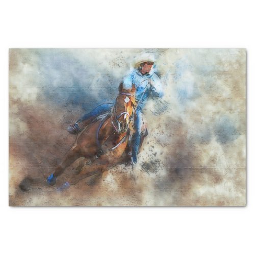 Western Barrel Racing Cowgirl Decoupage Tissue Paper