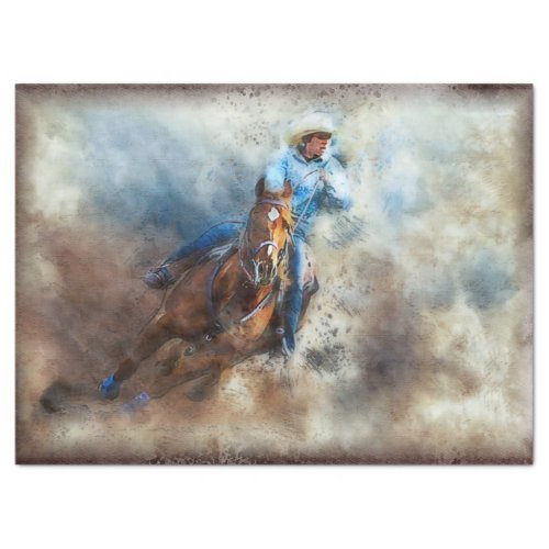 Western Barrel Racing Cowgirl Decoupage Tissue Paper