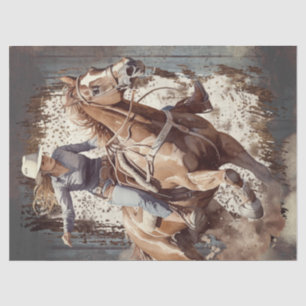 Western Barrel Racing Cowgirl Decoupage Tissue Paper