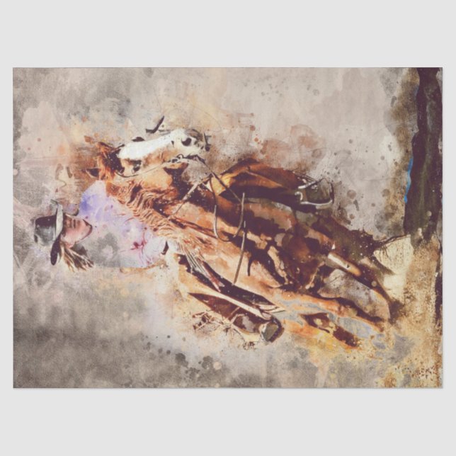 Western Barrel Racing Cowgirl Decoupage Tissue Paper (Front)