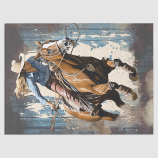 Western Barrel Racing Cowgirl Decoupage Tissue Paper