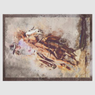 Western Barrel Racing Cowgirl Decoupage Tissue Paper