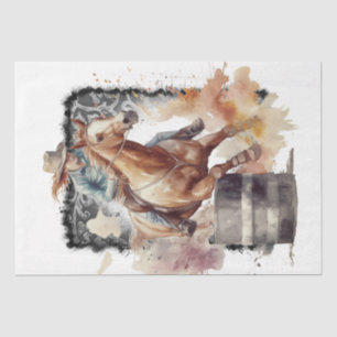 Western Barrel Racing Cowgirl Decoupage Tissue Paper