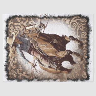 Western Barrel Racing Cowgirl Decoupage Tissue Paper
