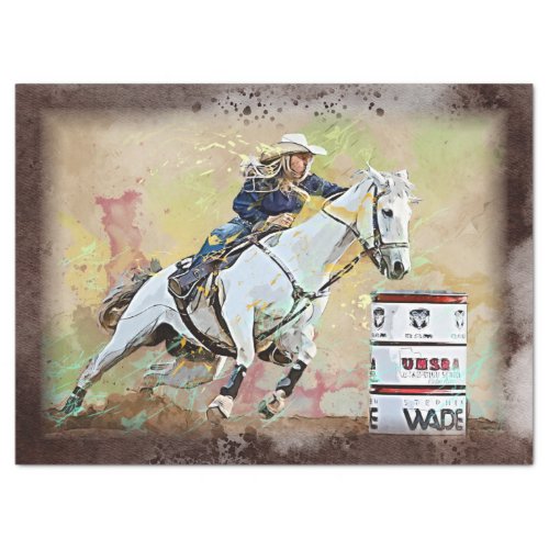 Western Barrel Racing Cowgirl Decoupage Tissue Paper