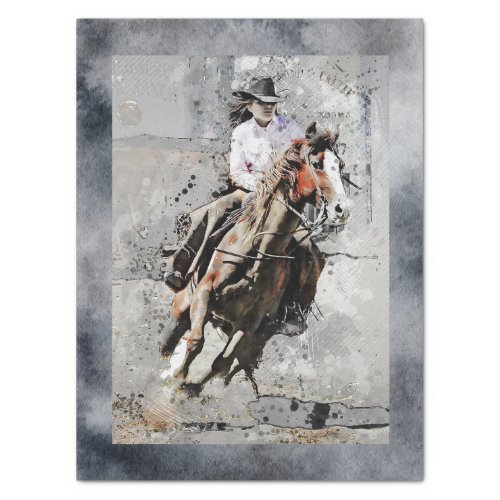 Western Barrel Racing Cowgirl Tissue Paper