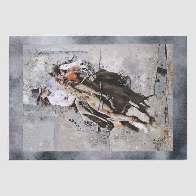 Western Barrel Racing Cowgirl Tissue Paper (Front)