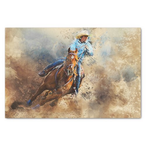 Western Barrel Racing Cowgirl Tissue Paper