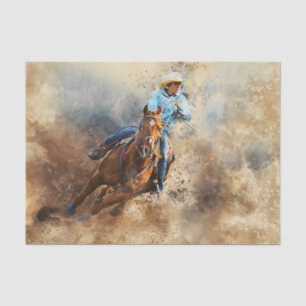 Western Barrel Racing Cowgirl Tissue Paper