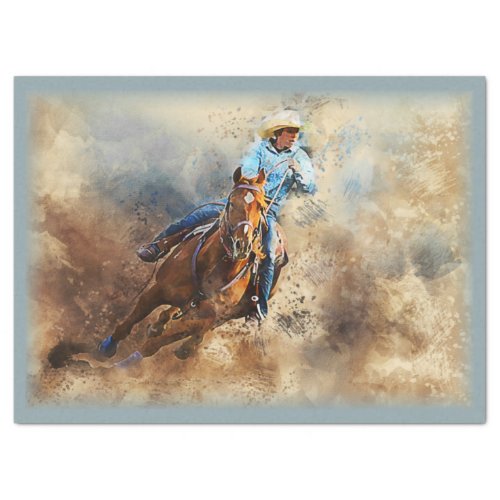 Western Barrel Racing Cowgirl Tissue Paper