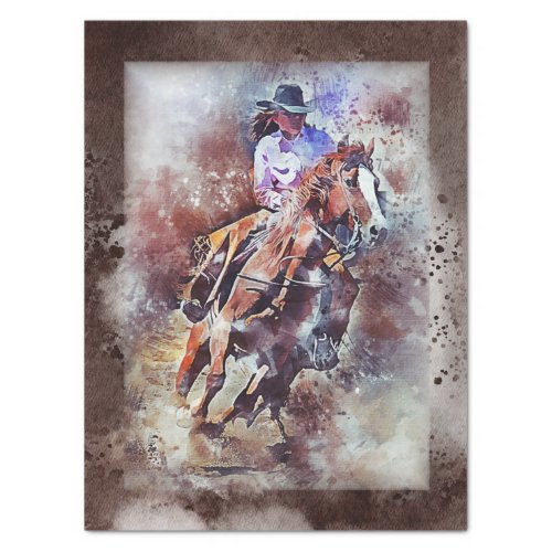 Western Barrel Racing Cowgirl Tissue Paper