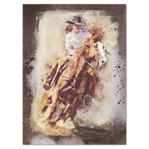 Western Barrel Racing Cowgirl Tissue Paper