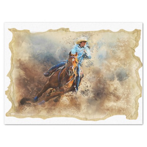 Western Barrel Racing Cowgirl Tissue Paper