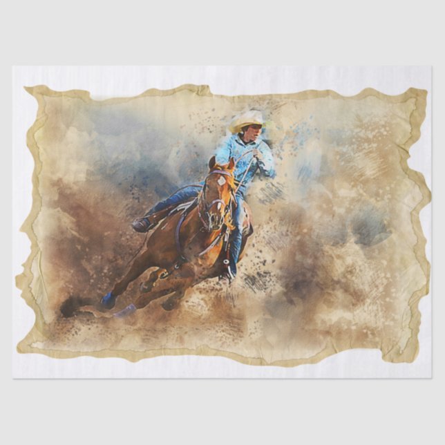 Western Barrel Racing Cowgirl Tissue Paper (Front)