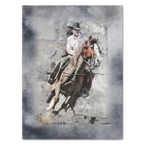 Western Barrel Racing Cowgirl Tissue Paper