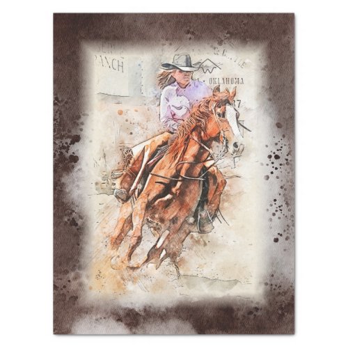 Western Barrel Racing Cowgirl Tissue Paper