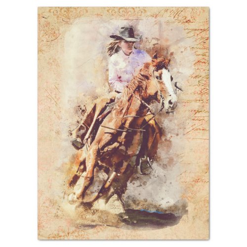 Western Barrel Racing Cowgirl Tissue Paper