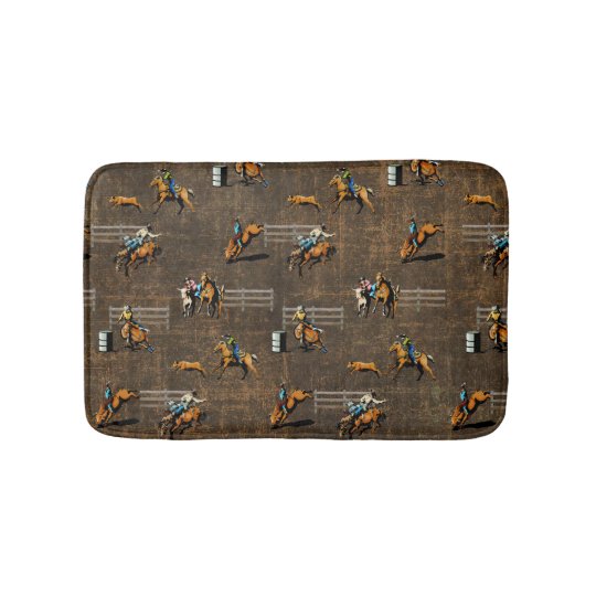 Western Bath Mat With Rodeo Events Zazzle