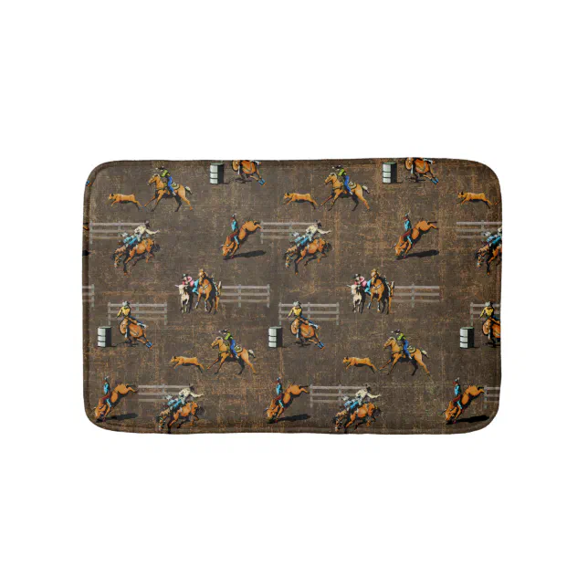 Western Bath Mat With Rodeo Events Zazzle