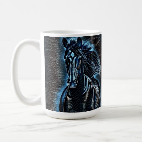 Western Beauty Wild Mustang Blue Tones Coffee Mug