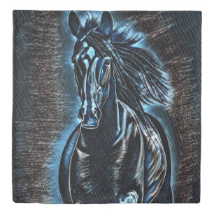 Western Beauty Wild Mustang Blue Tones Duvet Cover