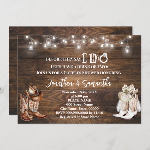 Western Before I do Country Boots Couples Shower Invitation