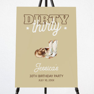 Western Beige Dirty Thirty 30th Birthday Welcome Foam Board