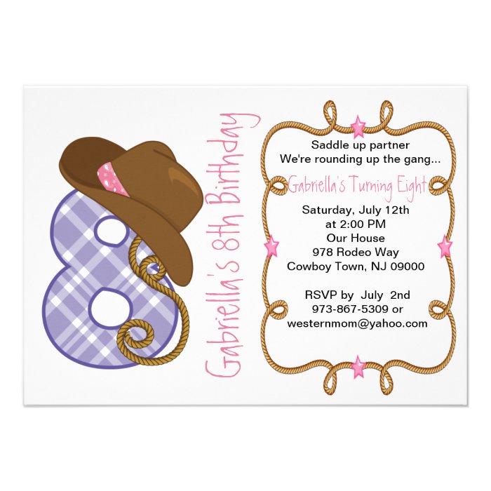 Western Big Eight Girl Birthday Invitation