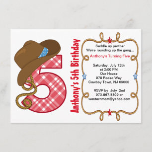 Western Big Five Boy Birthday Invitation