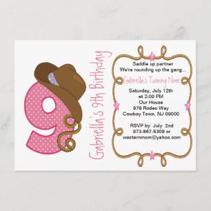 Western Big Nine Girl Birthday Invitation