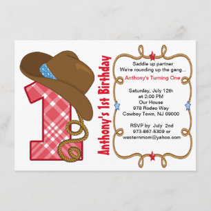Western Big One Boy Birthday Invitation
