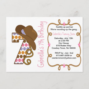 Western Big Seven Girl Birthday Invitation