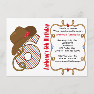 Western Big Six Boy Birthday Invitation