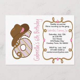 Western Big SIx Girl Birthday Invitation