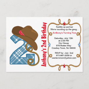 Western Big Two Boy Birthday Invitation
